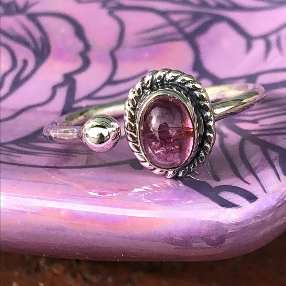BOUTIQUE PINK TOURMALINE 925 SILVER RING, SIZE 6